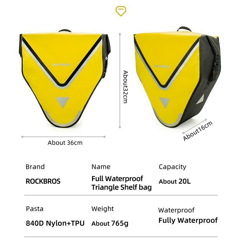 ROCKBROS Large Triangle Bicycle Saddlebag in Yellow