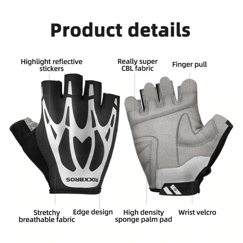ROCKBROS Mountain Bike Gloves Shock Absorption Half-finger Reflective Gloves-S227