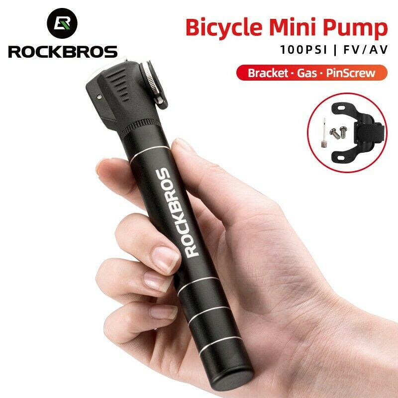 RockBros Portable Mini One-way Presta&Schrader Dual Bike Pump Black