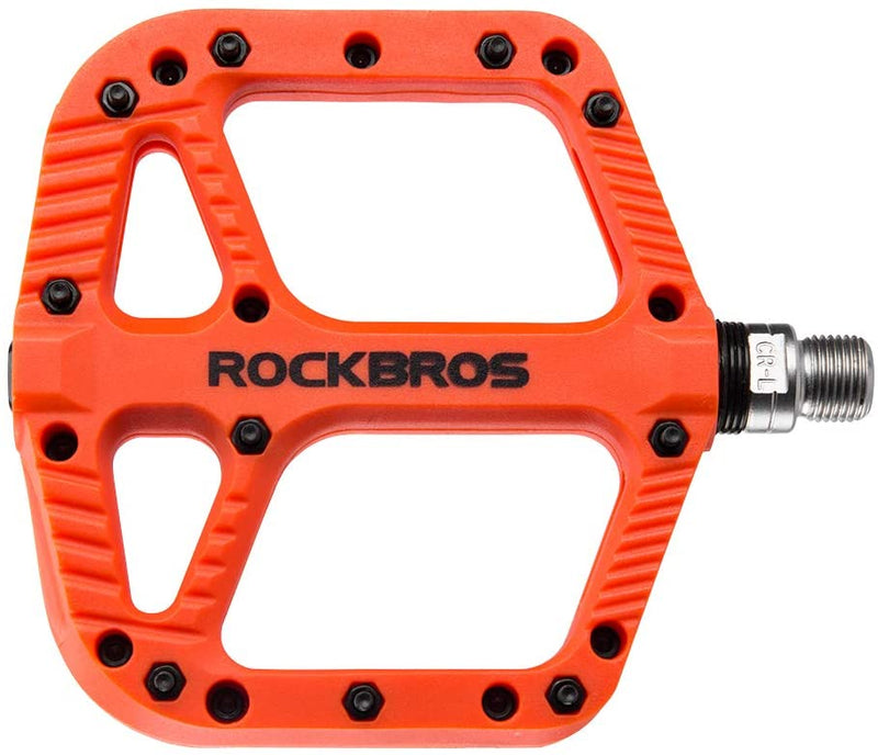 Rockbros-Extra Large Mountain Bike Pedals Nylon Composite Bearing 9/16"-ORANGE