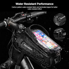 Rockbros Waterproof Top Tube Handlebar Bag MTB Bike Bag Road Cycling Front Top Tube Frame Bag Hard Shell Phone 6.8