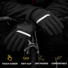 Rockbros- Bike Gloves Mens Cycling Gloves Touch Screen Anti-Slip MTB Road Biking Gloves Breathable Full Finger Bicycle Gloves for Outdoor Sports