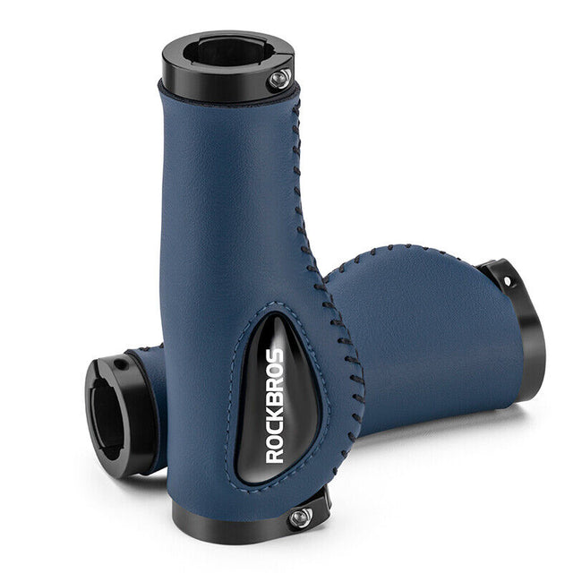 ROCKBROS Bike Double Lock Leather Grips Bicycle Handlebar Grips Anti-skid 2.22cm