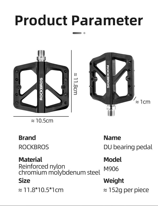 ROCKBROS Large Multicolored Nylon Composite Bike Pedals (Pair)