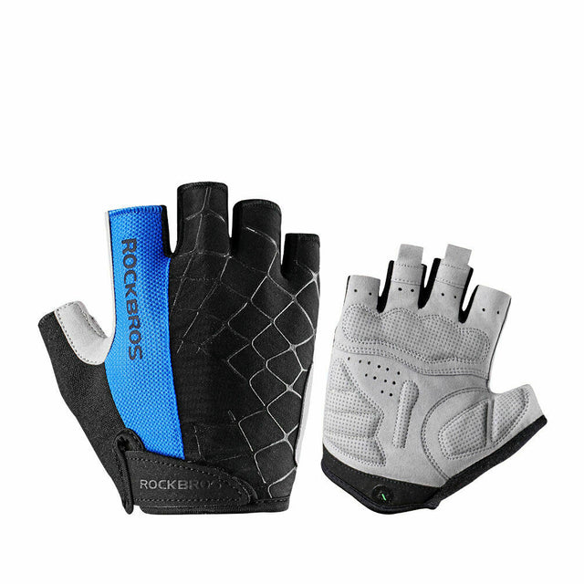 ROCKBROS Half Finger Cycling Short Gloves Shockproof Gloves Color Blue