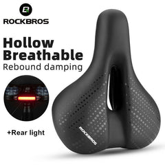 ROCKBROS MTB Road Cycling Seat Saddle with Rear light Shock AbsorptionGel Bike Comfort Cushion