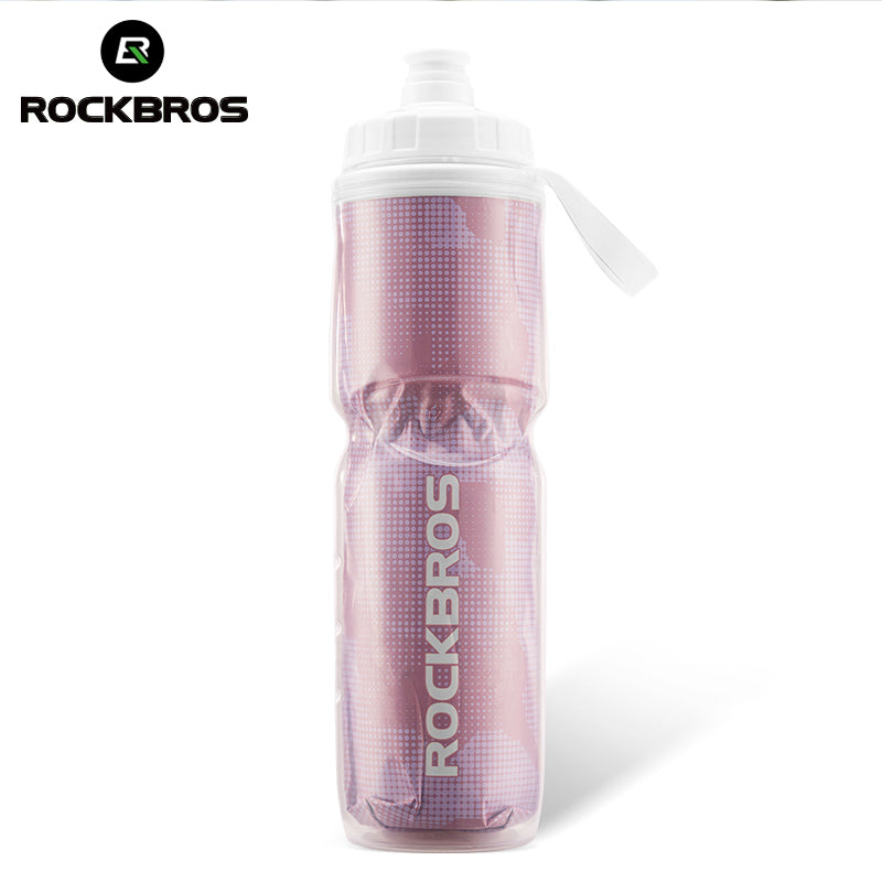 ROCKBROS Insulated Bike Water Bottles Keep Water Cool Leak-Proof Bicycle Water Bottle with Handle Cycling Water Bottle Easy to Squeeze